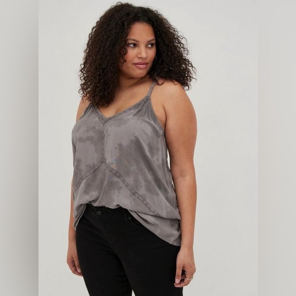 Torrid Grey Challis Studded Swing Cami Plus Size 5X 28W Soft Goth Indie Sleaze - Picture 3 of 9